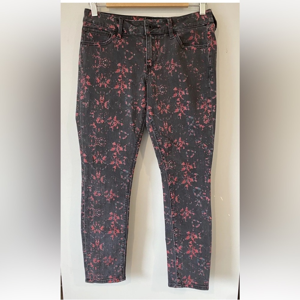 Lucky Brand Womens Lolita Capri Jeans Black 02/26 Paint Splatter Low Rise Skinny